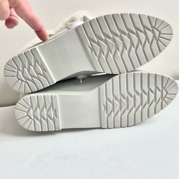 La Canadienne Wedge Heel Boots Pale Dove Gray White Leather Shearling Size 7 - Picture 9 of 13